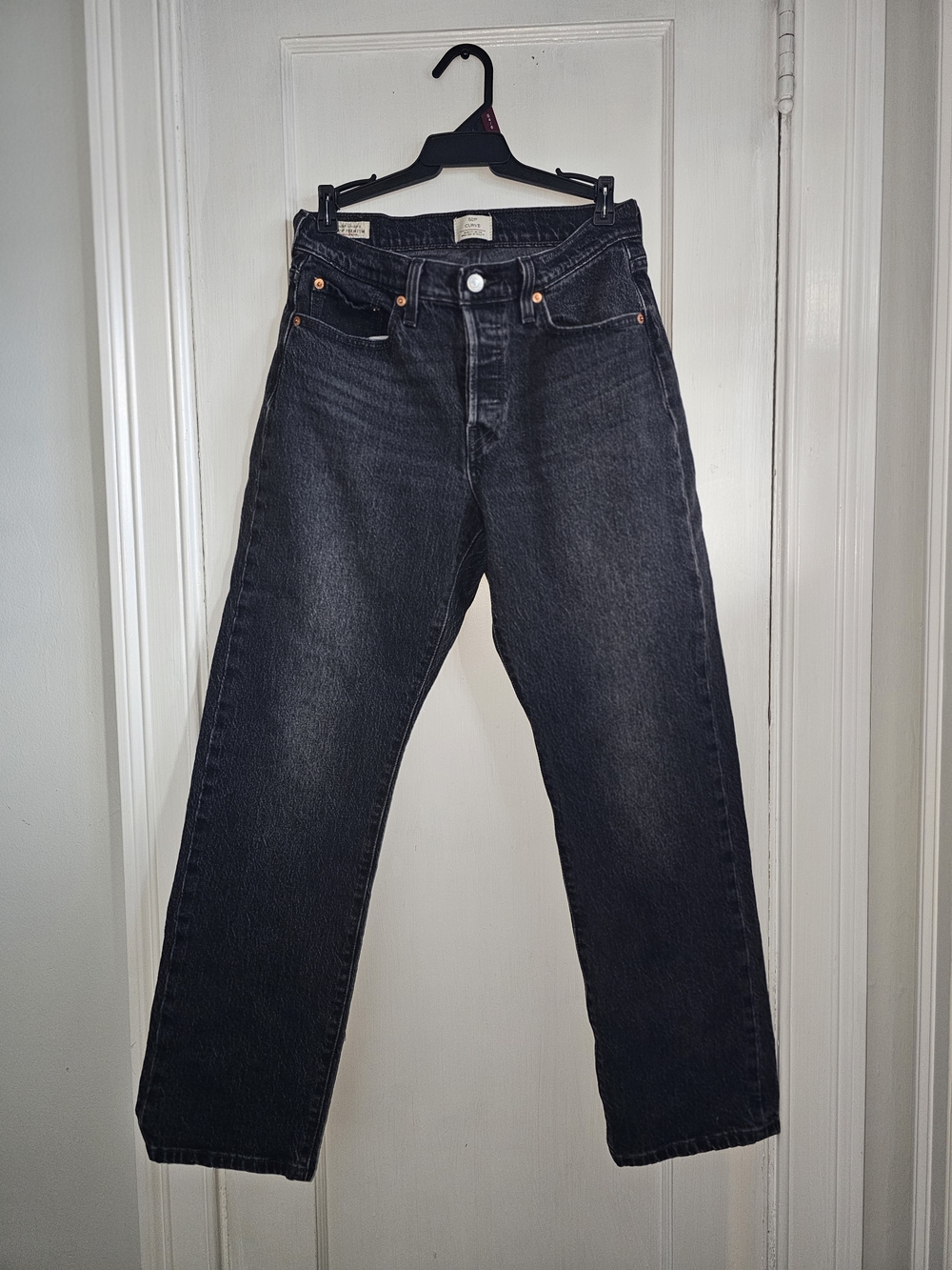 LEVI’S 501 Curve Women’s Jeans Size 27 Black Charcoal Denim Button Fly